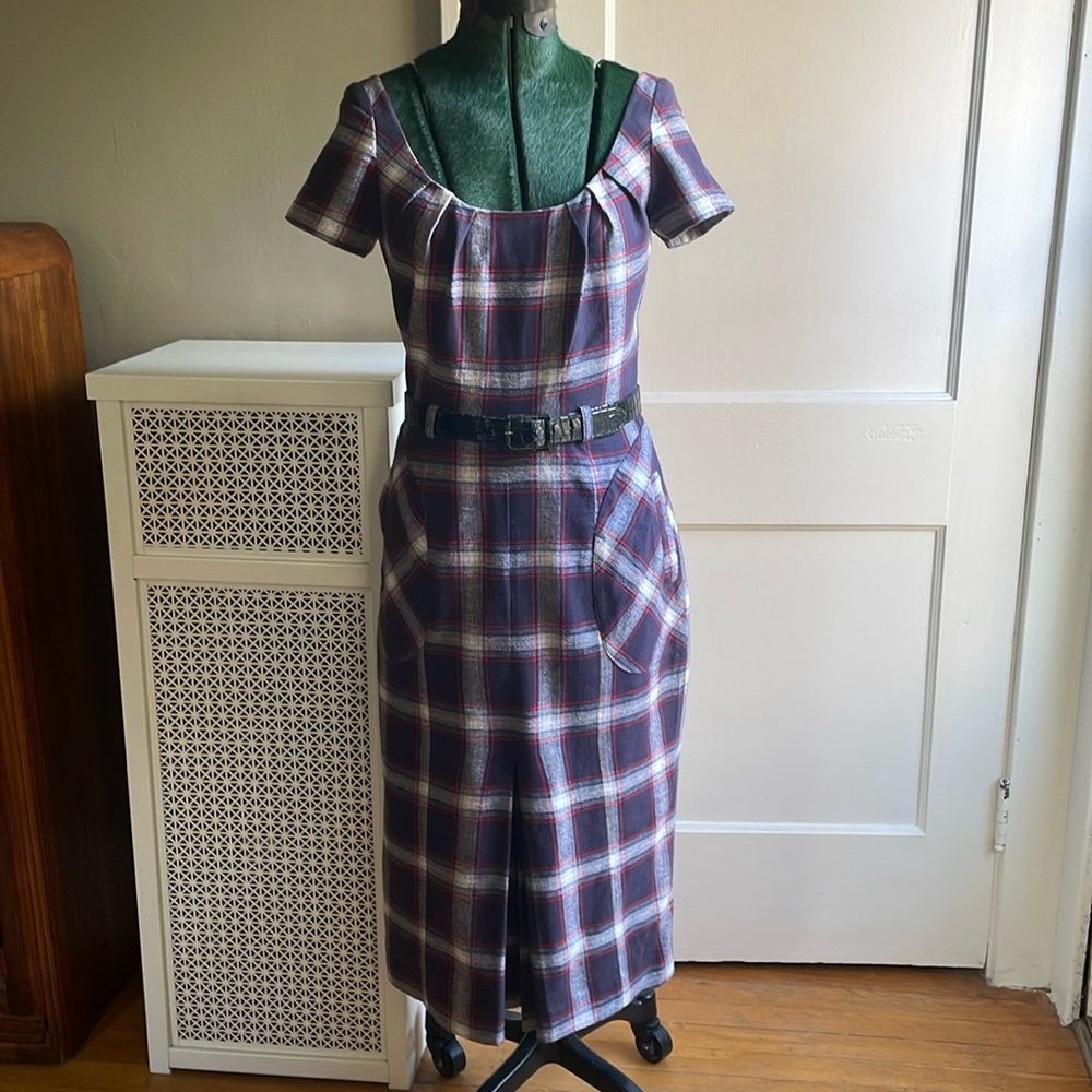 L.A.M.B. by Gwen Stefani flannel plaid scoop neck dress 8